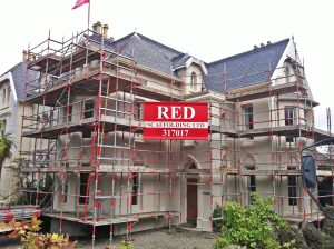 Decorating Access Scaffolding by RED Scaffolding Isle of Man