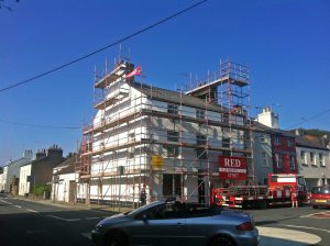 Commercial Chimney Access Scaffolding by RED Scaffolding Isle of Man