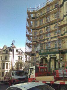 Hotel frontage Scaffolding by RED Scaffolding Isle of Man