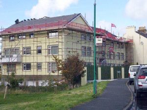 Commercial building roofing Scaffolding by RED Scaffolding Isle of Man