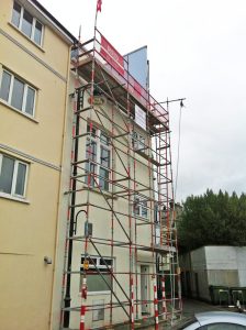 Commercial building roof repairs Scaffolding by RED Scaffolding Isle of Man