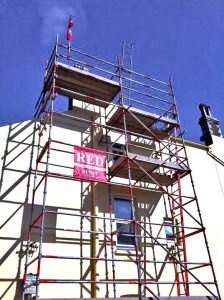 Chimney Repair Access Scaffolding by RED Scaffolding Isle of Man