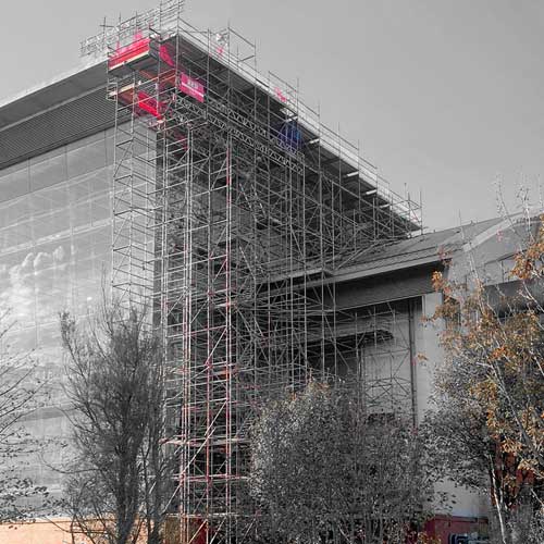 Scaffolding for maintenance works on Pulrose Power Station